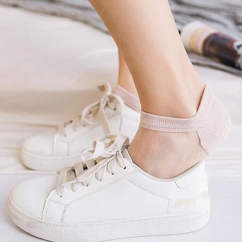 Summer Hit Color Personality Wild Boat Socks Glass Thin Transparent Mouth Socks Breathable Invisible Socks Female Sock Slippers