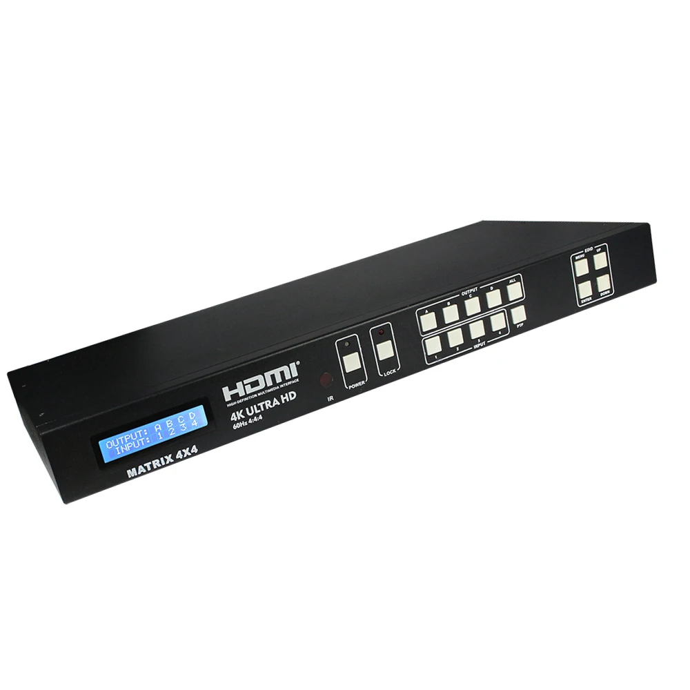 Playvision 4K HDMI матричный коммутатор 4X4 18G 4:4:4 HDMI 2,0 HDCP 2,2 3D IR EDID RS232