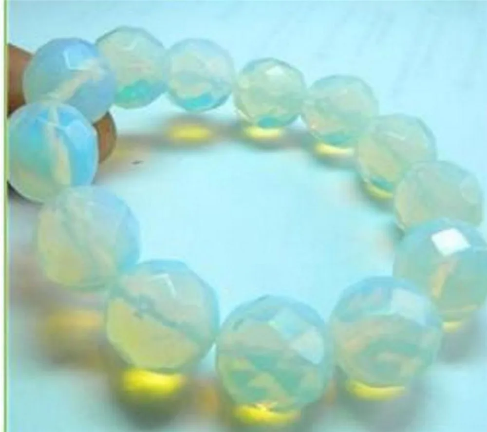 

Beautiful 10mm Faceted Sri Lanka Moonstone Gems Bracelet Bangle 7.5"^^@^18K GP SHIPPING 5.26