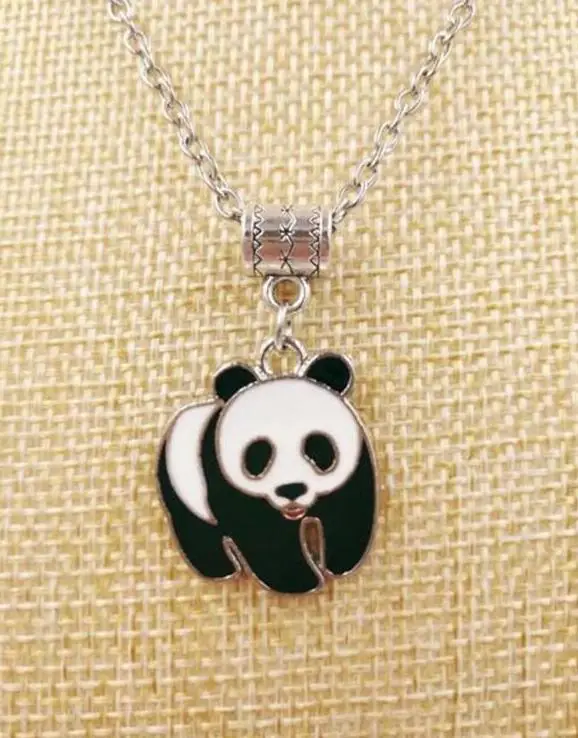 Enamel Panda Charms Pendant Fashion Jewelry Vintage Silver Statement