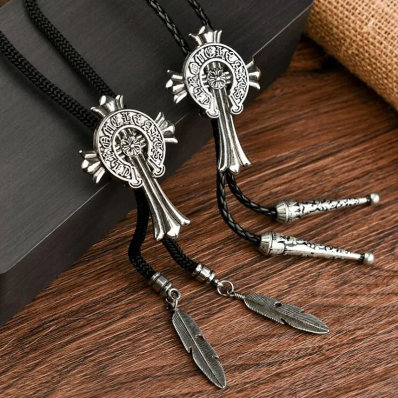 Men Casual Chrome Hearts Bolo Ties Silver Cross Party Adjustable