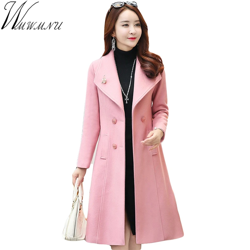 2018 New Hot Sale Woman Wool Coat Winter thick Jacket Women Slim Woolen Long Cashmere Coats Cardigan Jackets Elegant Blend