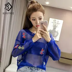 Рубашка с круглым вырезом 2018 корейский стиль Новые Для женщин Свободные топы одежда с длинным рукавом Цветочный свитер модные пуловеры Для