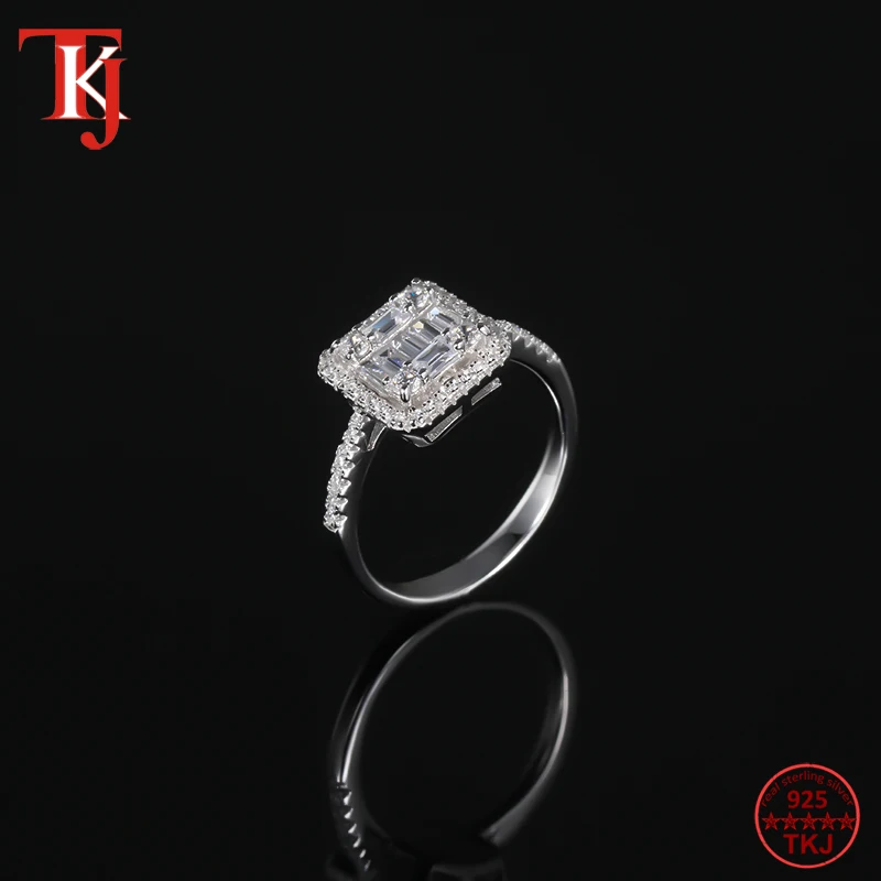 TKJ Baguette Cubic Zirconia Ring Sterling Silver 925 Wedding Ring-6