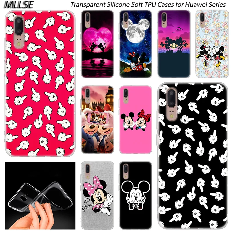 

Hot Mickey Mouse Mickey and Minnie Silicone Case for Huawei P30 P20 P10 P9 P8 Lite 2017 P30 P20 Pro Mini PSmart 2019 Plus Cover