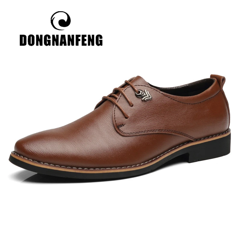 

DONGNANFENG Men's Male Casual Cow Genuine Leather Shoes Oxford Spring Lace Up Business Korean Breathable Size 38-44 LGZQ-579