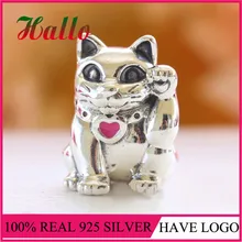 Одноцветное Серебро 925 хорошее Кот приносящий удачу Шарм бусины для женщин браслет подходящие амулеты Серебро 925 Оригинальное ювелирное изделие из драгоценных камней цена оптовой продажи