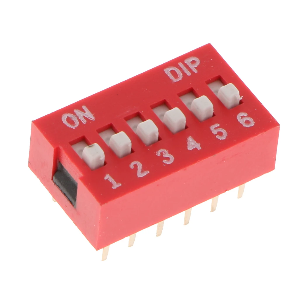 Baoblaze 10 Pieces Red 2.54mm Pitch 1 2 3 4 5 6 8 Position Way Slide Type DIP Switch