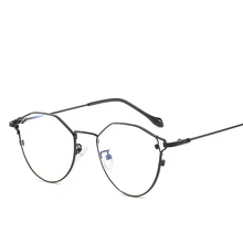New fashion computer glasses personality polygon irregular flat mirror glasses frame metal retro anti blue light glasses unisex