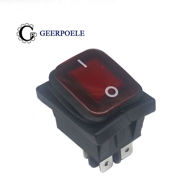 

1 pcs/lot KCD4 39*29mm Red LED Waterproof Copper feet 4PIN SPST Boat Rocker Switch on off Snap-in Position switch 16A 250V Light
