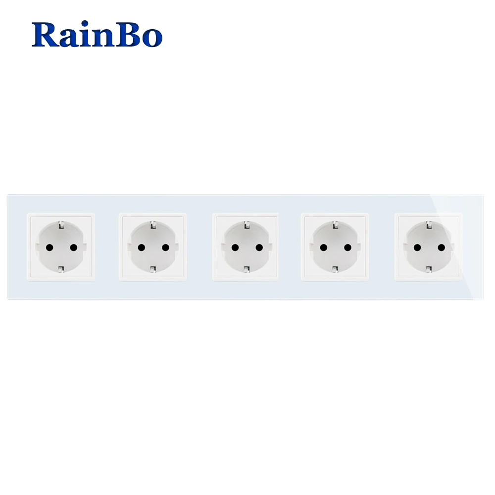 RainBo EU 5frame-европейский стандарт-розетка-Хрустальное стекло-панель