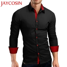 JAYCOSIN, Мужская Осенняя Повседневная официальная однотонная приталенная рубашка с длинным рукавом, топ, блузка, новинка, дропшиппинг, 4 августа