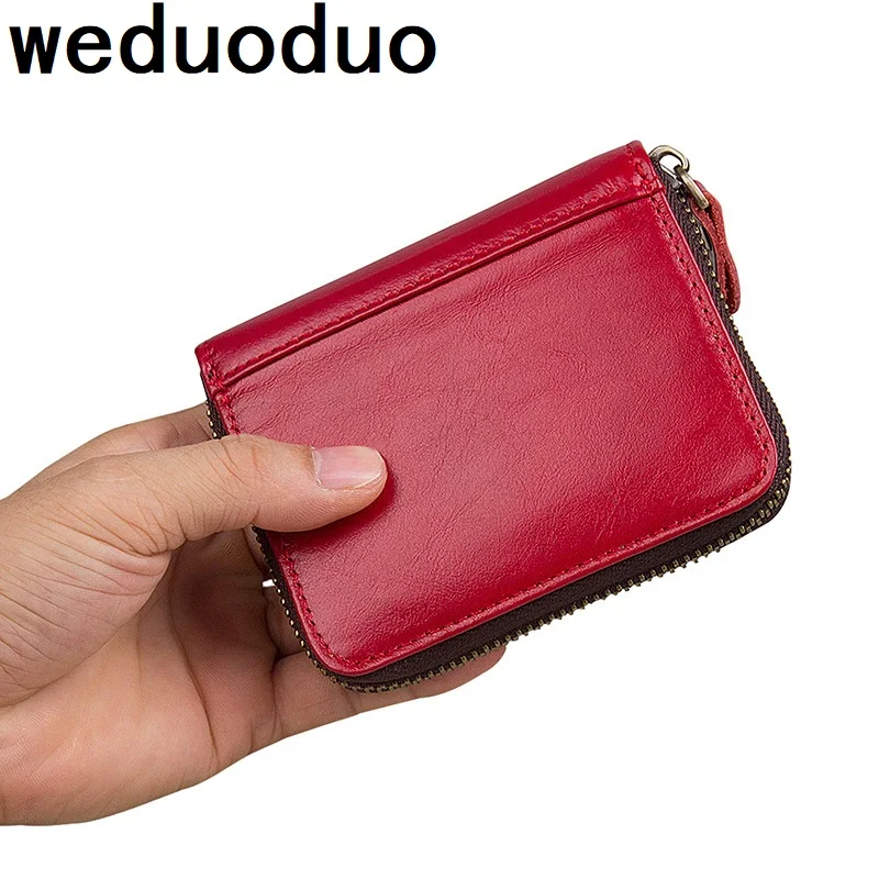 

Weduoduo Genuine Leather Rfid Card Holder Women Men Cowhide Wallet For Credit Card Business Card Holders Organizer Purse