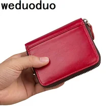 Weduoduo Genuine Leather Rfid Card Holder Women Men Cowhide Wallet For Credit Card Business Card Holders Organizer Purse rfid 36 card slots genuine leather women card holders large capacity credit card holder wallet female business card holders bag