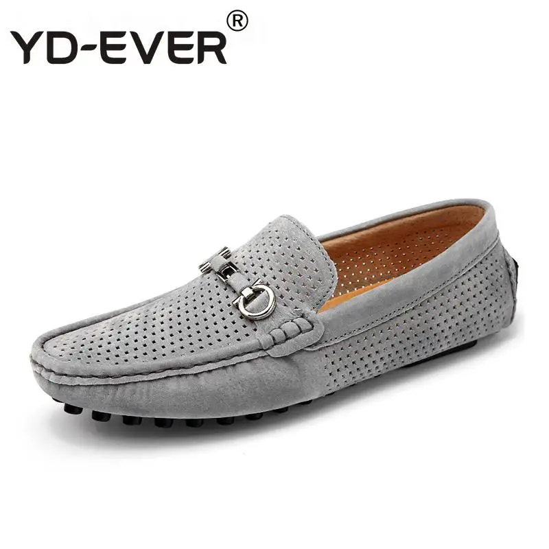 YD EVER fashion Genuine Leather Men casual shoes Summer hole Breathable