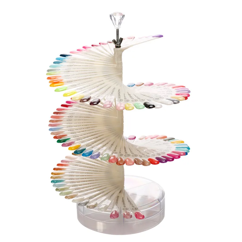 

Modelones 120Pcs Nature Color Spiral Fan Shaped Nail Display Practice Painting Gel Polish Card Stand Rack Nail Art Tools