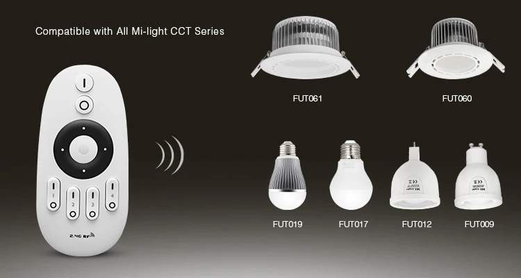Ми-свет серии светодиодные лампочки/Управление Лер/светло-пульт дистанционного управления 2,4G РФ дистанционного управления; один/ двойной белый/RGB/RGBW/RGB+ CCT Ремо