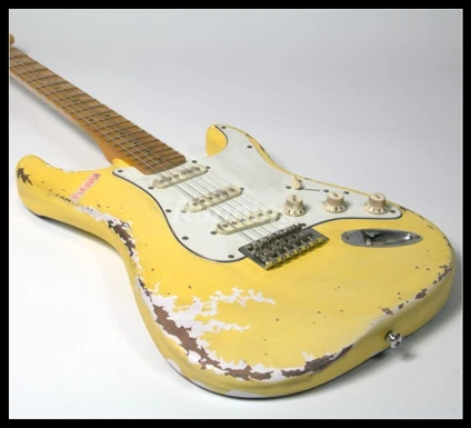 

Heavy Relic Electric Guitar Yingwie Alder Body Nitrolacquer Stain Finish 100% Handmade Vintage Tuner Scallop Fingerboard Big Hea
