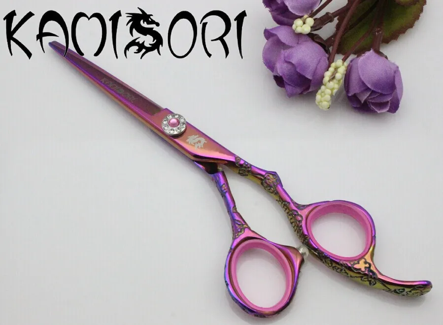 

5.5 inch Kamisori Jewel Pink Coat Hair Shears with Luxury diamond made of Japanese Hitachi 440C stainless steel,2014 New scissor