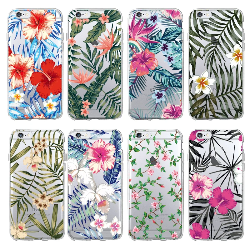 

Tropical Floral Flower Vintage Plants Soft Transparent Phone Case Fundas For iPhone 11 Pro 5 6 6Plus 7 7Plus 8 8Plus X XS Max