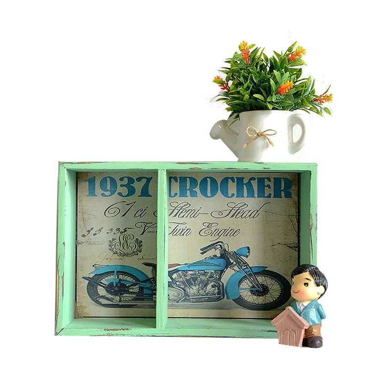 

European Retro Model Figurines Creative Display Racks Home Decoration Bar Cafe Zakka Storege Box Decor Retro Wood Vases