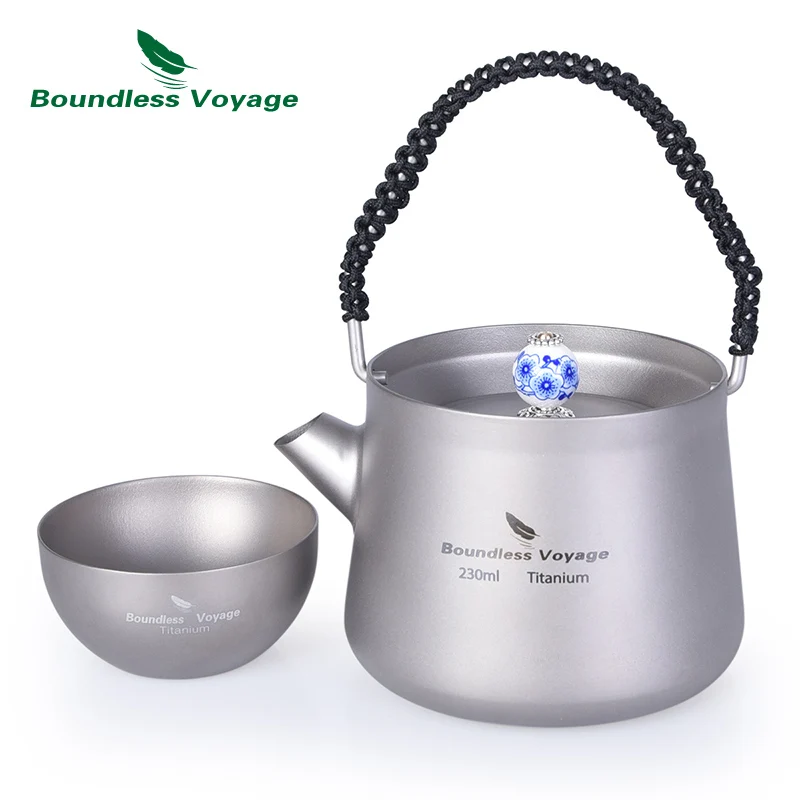 Sin límites viaje Camping 230 ml de titanio Mini hervidor de agua con tapa de agua de filtro de café té