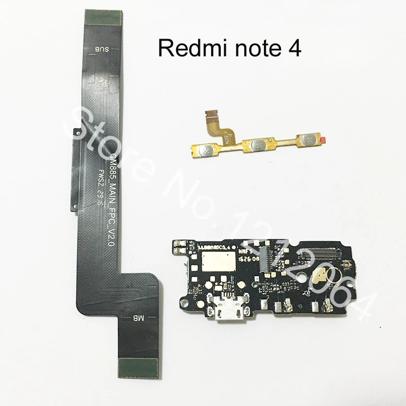 

3pcs/set For Xiaomi Redmi Note 4 Volume Power Micro USB Charging Port Charger Dock Plug Connector Main Board Flex Cable