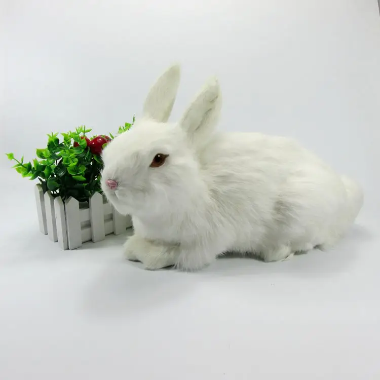 big cute simulation rabbit toy plastic&fur white rabbit doll model gift