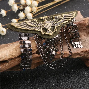 

24 Pcs/Lot Military Army Navy Medal Badge Metal Eagle Brooch Tassel Chains Lapel Pin Unisex Garment Accessory Bulk Wholesale
