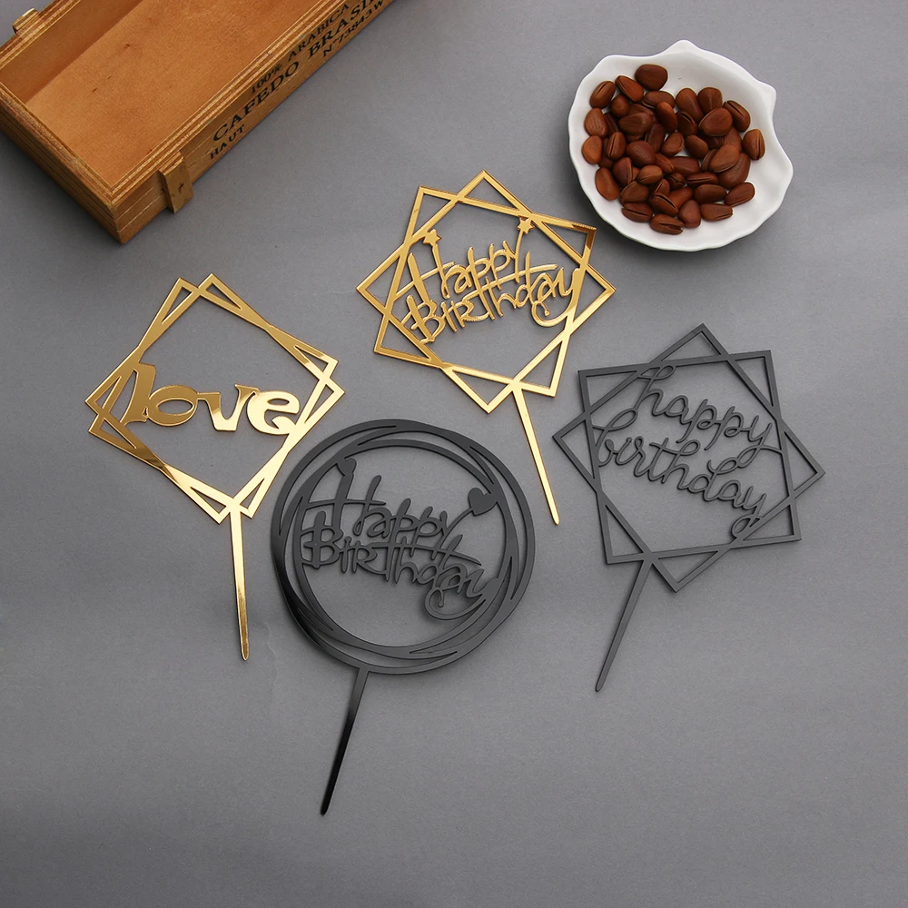 

Happy Birthday Theme Golden Cake Topper Party Supplies Happy Birthday Cake Toppers For Baby Shower Birthday Party Decor