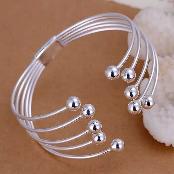 Хит продаж великолепные серебряные браслеты и пять проволочных бусин pulsera