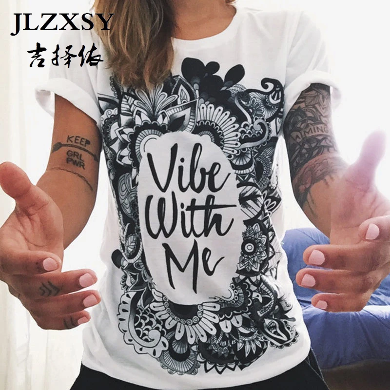

JLZXSY New Fashion Boho Women Casual Summer Short Sleeve Cartoon Print Loose T-Shirt Tops 9 Kinds Of Prints