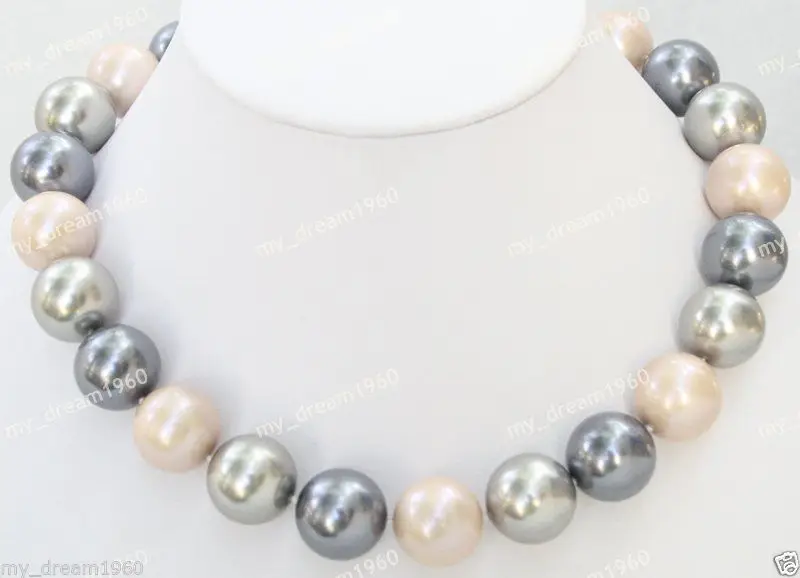 

Hot sale new Style >>>>> Huge Genuine 20MM Multi-Color South Sea Shell Pearl Round Beaded Necklace *Free Shipping*