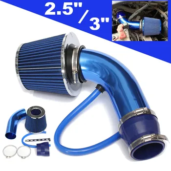 

76mm 3inch Universal Car Aluminum Air Intake pipe kit+Air FILTER Duct Tube Kit Air filter Performance Cold Air Intake Kit 5