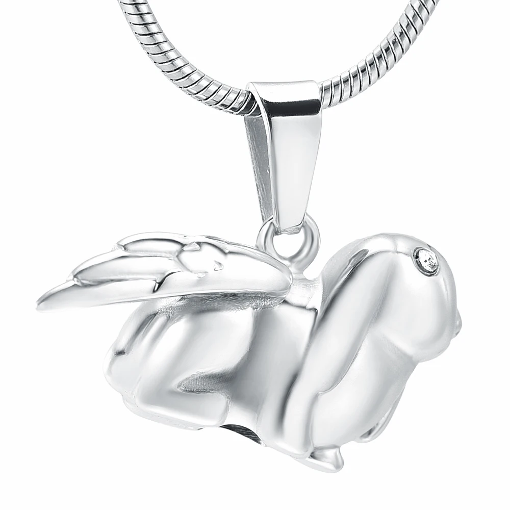 IJD10075 крыло Ангела Кролик из нержавеющей стали Keepsake урна ожерелье с кристальными