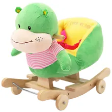 Kingtoy Plush Baby Rocking Chair Children Wood Swing Seat Kids Outdoor Ride on Rocking Stroller Toy