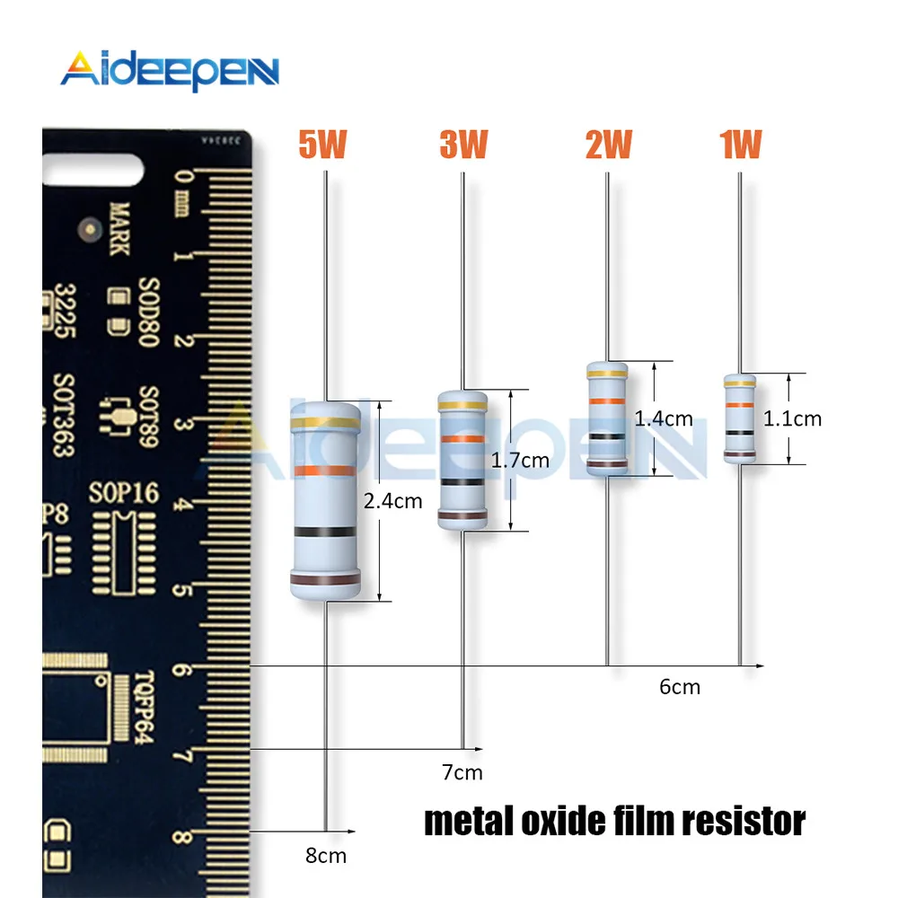 5% 1 Вт 2 Вт 3 Вт 5 Вт металлооксидный пленочный резистор 1R~ 1 м 100R 220R 330R 1K 2,2 K 4,7 K 10K 22K 47K 100 к 100 220 330 ohm Сопротивление