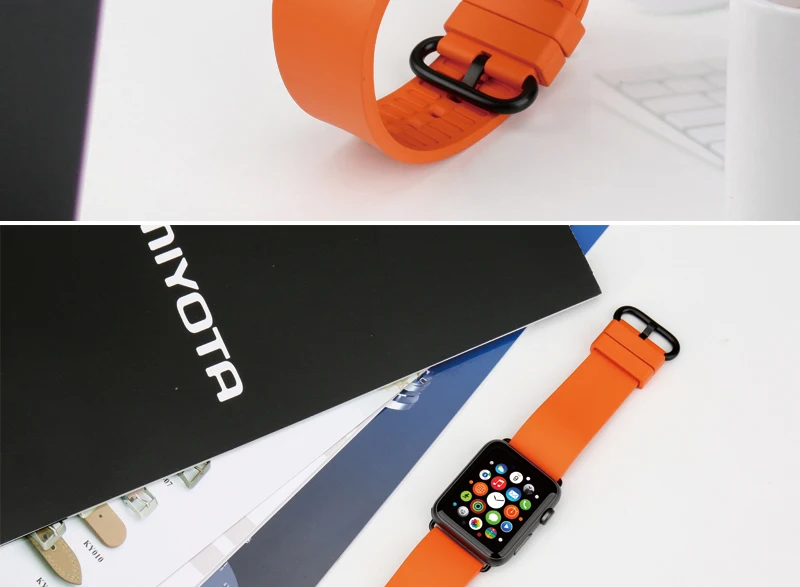 Для Apple Watch band 44 мм 40 мм серия 4 Apple iWatch ремешок 42 мм 38 мм часы-ремешки Фторуглеродные резиновые браслеты
