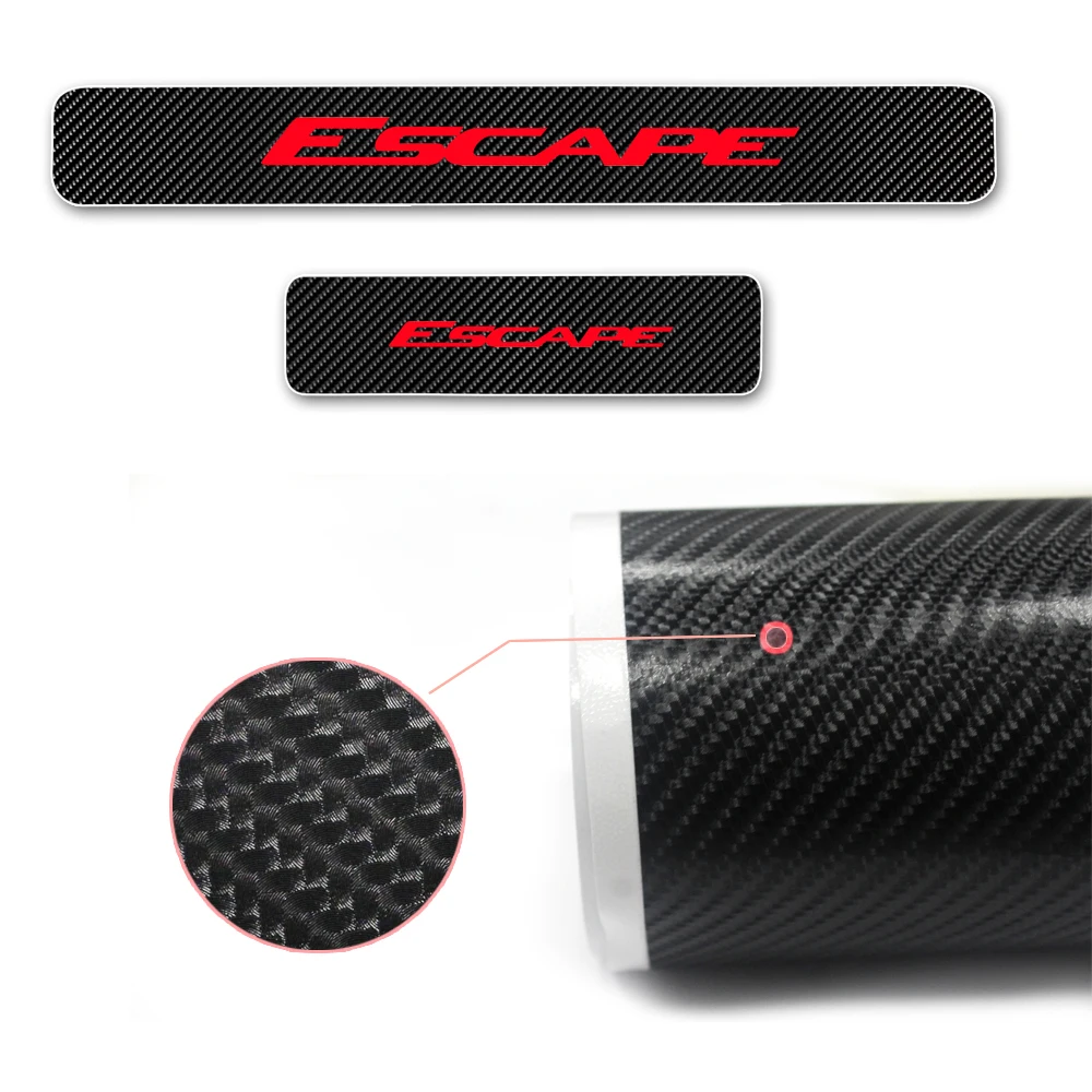  Car Door Threshold Plate For Ford ESCAPE Kuga Door Sill Step Protector Guard 4D Carbon Fiber Vinyl 