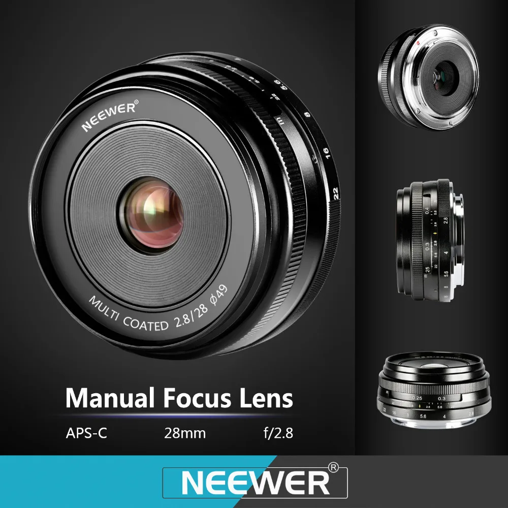 Neewer 28 мм f/2 8 ручной фокус Prime фиксированный объектив для цифровых камер OLMPUS/PANASONIC