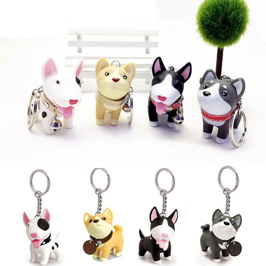 

1pcs Anime Figure Dog Keychain Hand-painted Craft Dog Bull Terrier HUSKY Keychain PVC Vinyl Animal Figure Toy for Car Keychain