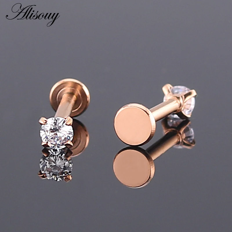 1pc Surgical Steel Zircon Crystal Ear Cartilage Tragus Helix Piercing Labret Lip Studs Ring Internally Thread 16g Body Jewelry piercing jewelry,body piercing earrings,ear piercing jewelry,ear studs,metal jewelry,body piercing jewelry,body jewelry