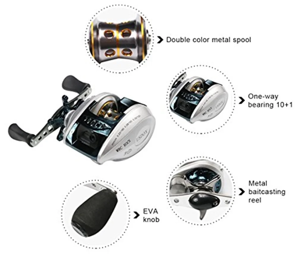 Baitcasting Reel Bait Casting Fishing Reel Carbon Fiber Drag 10+111+1BB Shielded Stainless Steel Ball Bearings for Bass Tuna (2)