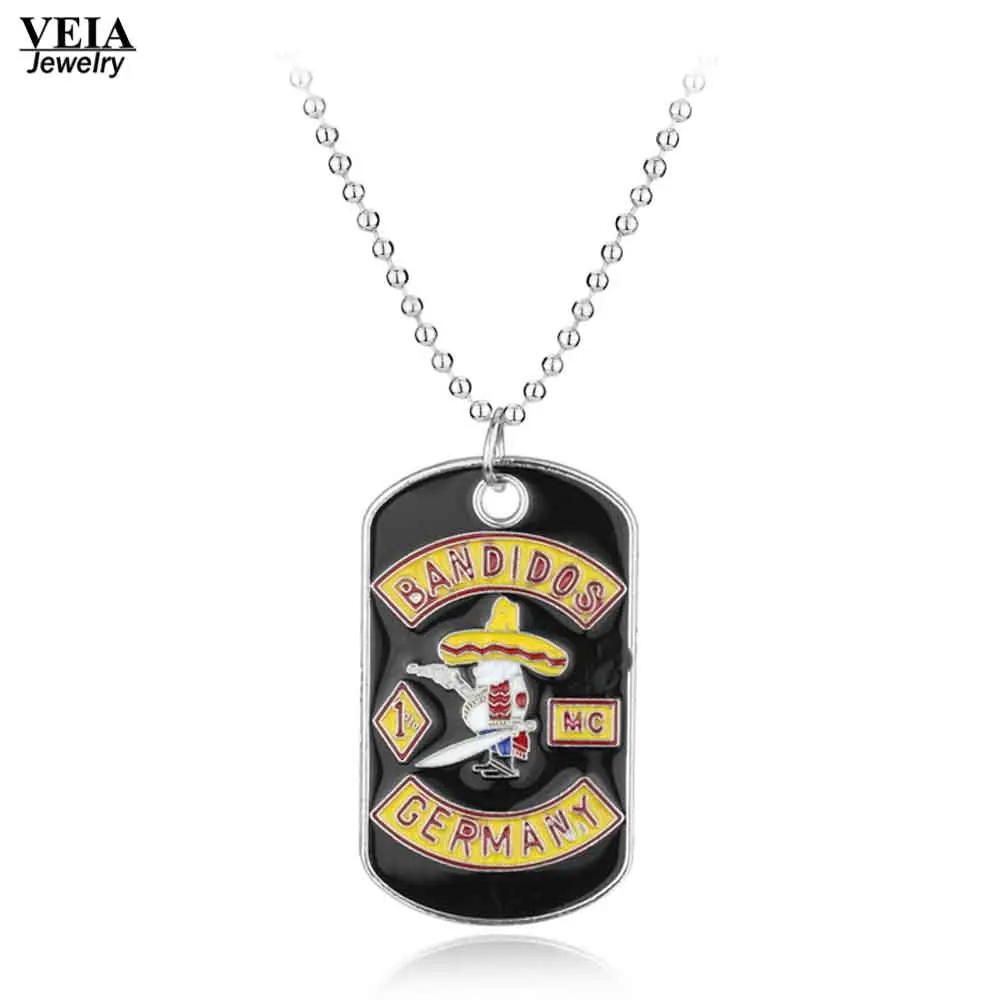 BANDIDOS MC necklace 1 Outlaw Motorcycle club pendant support fat mexican chain USA Germany