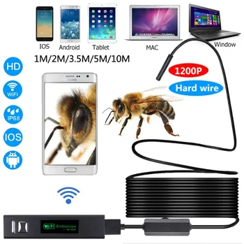 

1200P WiFi Endoscope Mini Waterproof IP68 1-10M Hard wire option Inspection Camera 8mm Lens 8LED Borescope For IOS Android PC