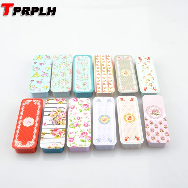 

TPRPLH 12pcs/lot Slide Cover Mini Tin Box Gift Tin Case Rectangle Shape Pill Box Jewelry Case Mini Decoration Box Gift BR151