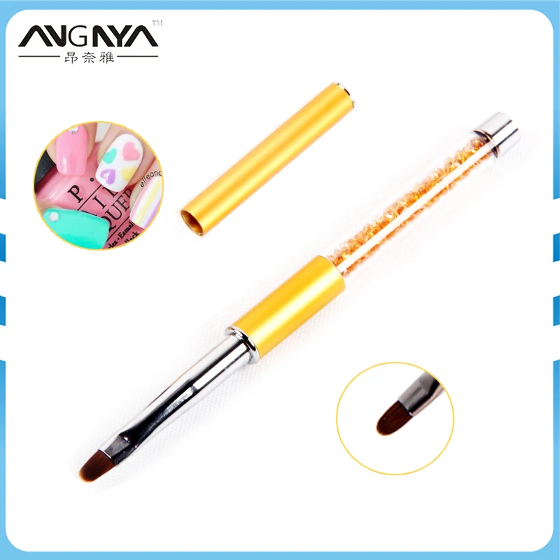 

ANGNYA Nail Art Metal Hand Acrylic UV Gel Extension Builder Petal Flower Painting Drawing Brush 6# with Crystal Manicure Tools