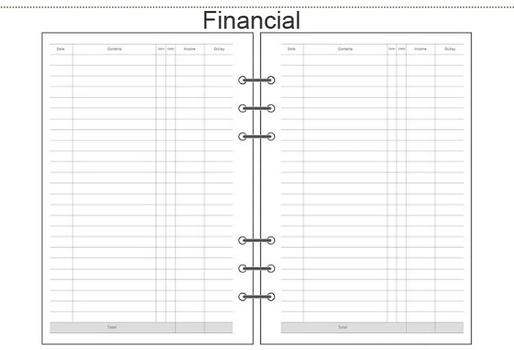 A5 A6 A7 бездревесная печать бумажный планировщик внутренние страницы для Filofax креативный офисный блокнот спираль наполнитель бумага s Биндер внутренняя страница - Цвет: Financial