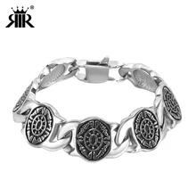 RIR готический черный браслет Викинг браслеты серебро Нержавеющая сталь тяжелый браслет браслеты большие для мужчин ювелирные изделия