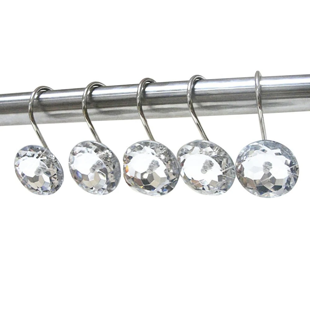 HBlife 12 Pcs Acrylic Decorative Rolling Shower Curtain Hooks